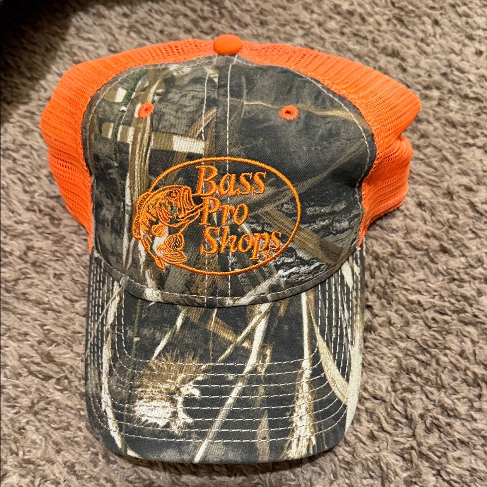 Bass Pro Shops Orange and Camo Hat